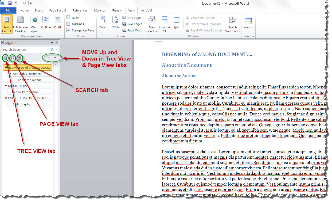 hot key for navigation pane in ms word on a mac